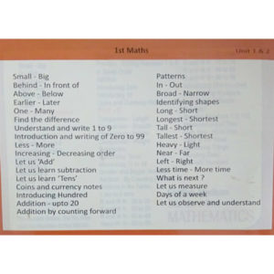 First Std English Medium Mathematics Description